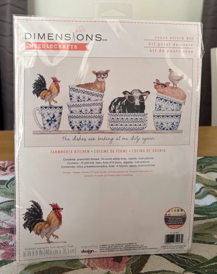 DIMENSIONS - FARMHOUSE KITCHEN COUNTED CROSS STITCH KIT BRAND NEW 40.6CM X 20.3C - image 1 of 1