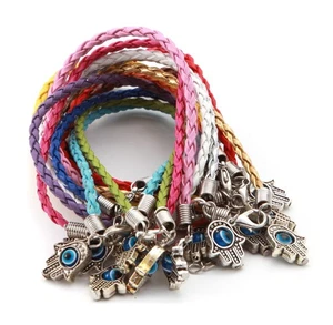 100 Hamsa Hand Mix String Evil Eye Lucky Spiritual Bracelets Success Protection - Picture 1 of 12