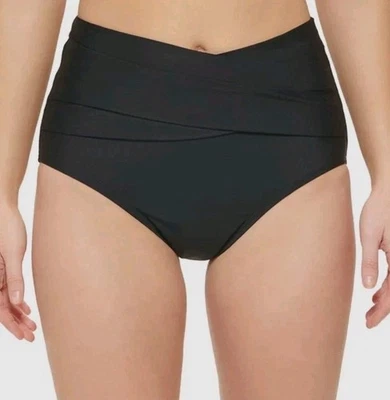 Calvin Klein Women Size Small Black High Waist Cross Over Bikini Bottom Swimwear - Image 1 of 4