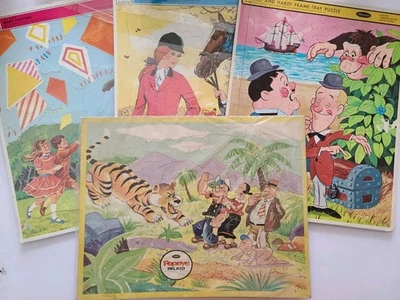 Lote de rompecabezas de cartón vintage Popeye Barbie Disney Mary Poppins Laurel & Hardy Foto 1 de 4