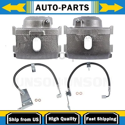 Front Brake Caliper with Hoses Driver Passenger Side Fits Dodge B100 3.7L 5.2L - Image 1 of 4