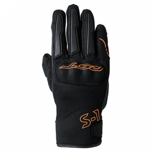 RST Hombres S-1 Malla CE Puño Corto Cuero Motocicleta Guantes (Negro/Naranja Neón) - Imagen 1 de 2