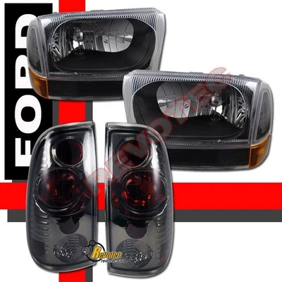 Juego de faros y luces traseras de humo negros para camioneta Ford F250 F350 Super Duty 99-04 Foto 1 de 4