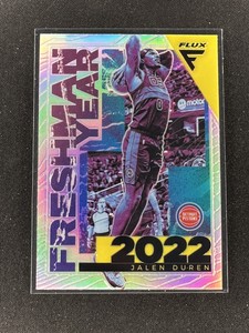 2022-23 Panini Flux - Jalen Duren Freshman Year Insert #27 Silver Prizm Pistons