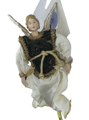 Victorian Angel Floating Resin Wings Ribbon Christmas Ornament Velvet Satin - Image 1 of 4