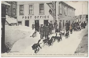 1902 Nome, Alaska - Equipos de entrega de correo para perros en oficina de correos - Postal vintage - Imagen 1 de 2