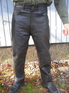 Pantalones forrados de cuero negro USA Bikers Dream nuevos sin etiquetas 36 - Imagen 1 de 12
