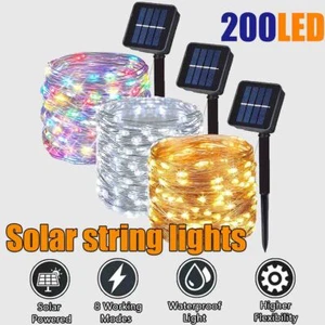 72 Ft 200 LEDs Copper Wire String Fairy Lights Solar Powered Mini LED - Picture 1 of 13