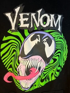 Marvel Venom black hoodie sweatshirt Green blue & Pink "Venom" on sleeve size XL - Picture 1 of 9