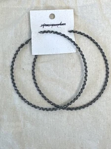 Free People Harvey Oversized Hoop Earrings Gun Metal NEW - Picture 1 of 4