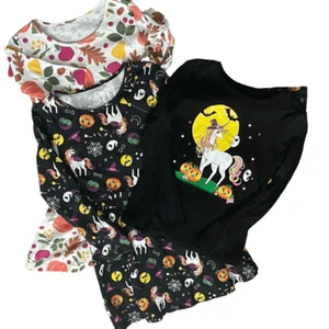 Childrens Place Girls Small Top 2 Dresses Halloween Unicorn Fall Motif Set of 3 - Picture 1 of 9