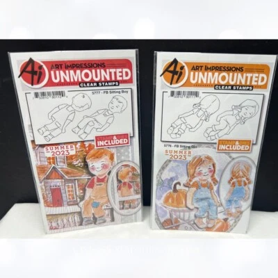 Лот резиновых штампов и штампов для маленьких детей СИДЯЩИЕ МАЛЬЧИКИ И ДЕВОЧКИ художественные впечатления - Изображение 1 из 2