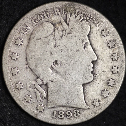 1898-S Silver Barber Half Dollar GOOD FREE SHIPPING Cover