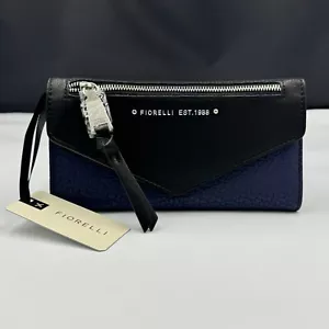 New Fiorelli Navy Blue & Black Large Leather Purse ( 100% Authentic ) - Picture 1 of 3