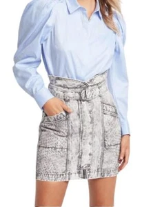 Minifalda de mezclilla Sass & Bide corazón débil |gris lavado a piedra, talla 40/10 AU, cintura alta - Imagen 1 de 8