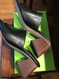 Sam Edelman Women's Sonya Mule Slide Sandals Block Leather Heel - 8 Black - Picture 1 of 8