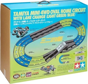 TAMIYA MINI 4WD OVAL HOME CIRCUIT WITH LANE CHANGE(LIGHT GREEN/BLUE) ITEM69569 - Picture 1 of 3