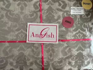 Ann Gish King Duvet Cover Sildy Jacquard Color Silver/Gold 110" x 98" NWT - Picture 1 of 6