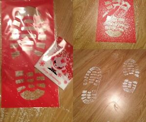 Father Christmas Footprints Santa Footprints Stencil With white glitter snow