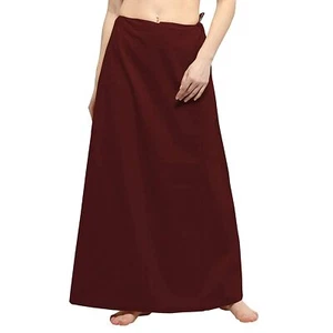 Women Cotton Petticoat Saree Underskirt Indian Bollywood Saree Maroon Free Size - Picture 1 of 4