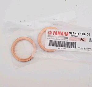 2  Genuine Yamaha 3YF-14613-01 Exhaust Muffler Pipe Gasket Copper Ring Japan - Picture 1 of 2