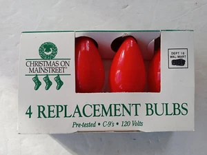 Vintage C9 Christmas Light Bulbs RED OUTDOOR / INDOOR 4 Pack Pre-Tested - Picture 1 of 9
