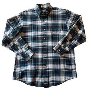 Vintage LL Bean Shirt Mens 15 Size Small 32/33 Blue Plaid Button Up Long Sleeve  - Picture 1 of 9