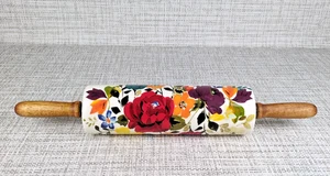 Pioneer Woman TIMELESS FLORAL Ceramic Rolling Pin Fall Autumn Flowers  - Picture 1 of 7