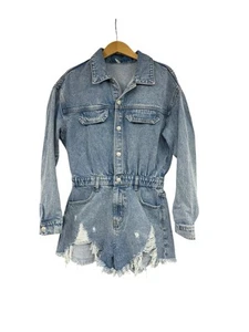 Pagliaccetto donna medio boutique western boho concerto denim snap invecchiato come nuovo - Foto 1 di 9