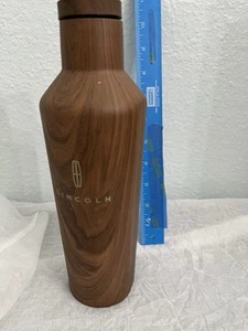 Lincoln LOGO Continental Wood Grain Corkcicle Water Bottle NEW - Picture 1 of 4