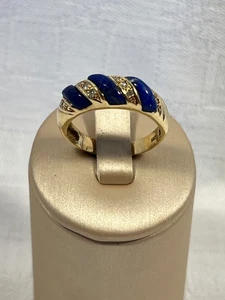Goldring 585 - mit Lapis und Diamanten - Bild 1 von 2
