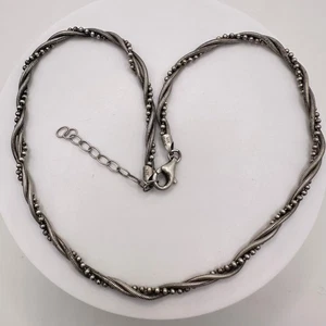 "Collar italiano vintage plata de ley 925 18"" cuerda retorcida bola cadena 19,18 g" - Imagen 1 de 7