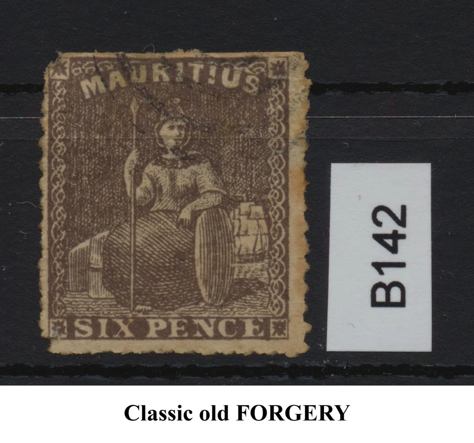 Falsificación de MAURICIO 1862 edición "Gran Bretaña" - B142 Foto 1 de 1