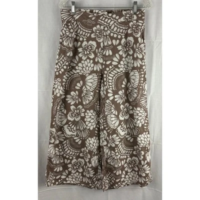 Pantalones Rachel Zoe 100 % lino pierna ancha recortados tostados/blancos florales - para mujer medianos Foto 1 de 4