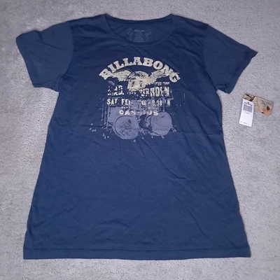 Vintage Y2K Billabong T-shirt Girls XL Blue Indigo Spellout Logo Slim 2010s - Image 1 of 4