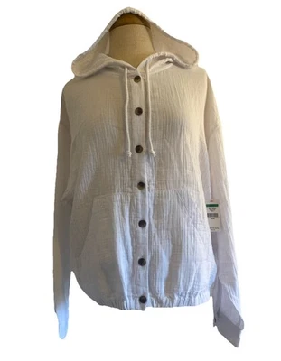 Union Bay NUEVO CON ETIQUETAS Renata Blanco Ligero Abotonado Sudadera con Capucha Shaket Top Para Mujer Talla L Foto 1 de 4
