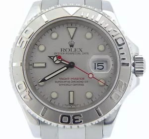 Rolex Yacht Master Mens Stainless Steel Watch Platinum Dial & Bezel 40mm 16622 - Picture 1 of 5