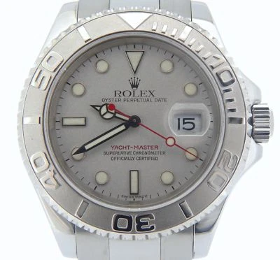Rolex Yacht Master para hombre reloj de acero inoxidable esfera platino y bisel 40 mm 16622 Foto 1 de 4