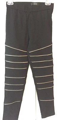 Leggings Forever 21 com zíper preta - Imagem 1 de 4