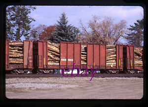 Orig Slide New Brunswick Southern Railway NBSR #6093 converted boxcar pulpwood