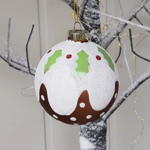 Pintado a mano ciruela/pudín de Navidad brillo vidrio adorno Gisela Graham - Imagen 1 de 1