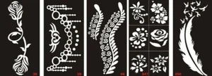 5 Muster Henna Schablonen Vorlage Airbrush Glitzer Tattoo Hand fuß Body Arm - Bild 1 von 9
