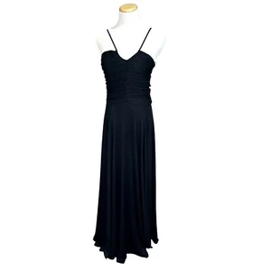 Halston Heritage Maxi Dress Gown Size Small $425 NEW Black Jersey Ruched - Picture 1 of 12