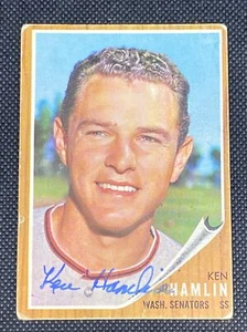 Ken Hamlin Senators Signed Auto Autographed 1962 Topps Card #296 ~ COA - Picture 1 of 6