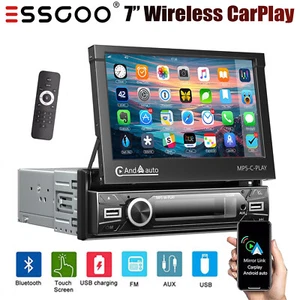 7" Flip Out 1DIN Car Radio Stereo Apple Carplay Touch Screen MP5 Player BT FM US - Picture 1 of 14