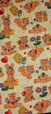 Rose Caltron 1996 Tela Algodón 37" x 45" Rosa Cerdos Corazones Rojos 1 Yarda Foto 1 de 2