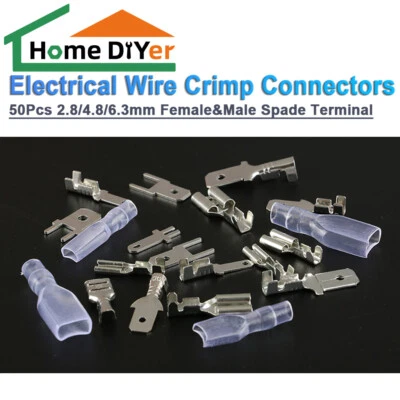 Weiblichen und Männlichen Spaten Terminal Elektrische Draht Crimp Anschlüsse - Image 1 of 4