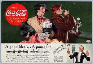 Abrigo de tinta para mujer Coca-Cola años 40 anuncio impreso de radio CBS - Imagen 1 de 2