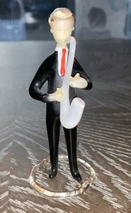 Selten! Vintage Zelezny Brod tschechische Kunst Glas Mann spielen Saxophon/4 Zoll groß - Bild 1 von 5