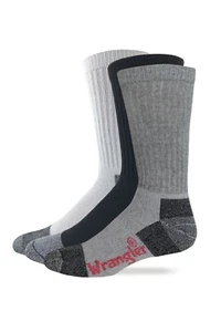 Wrangler Men's Riggs Steel Toe Cotton Work Boot Crew Socks 2 Pair Pack - Picture 1 of 7